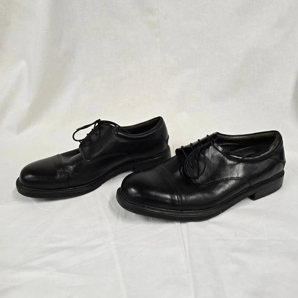 Nunn Bush Mens Black Leather Cap‎ Toe Oxford Shoes Comfort Gel Size 10.5W